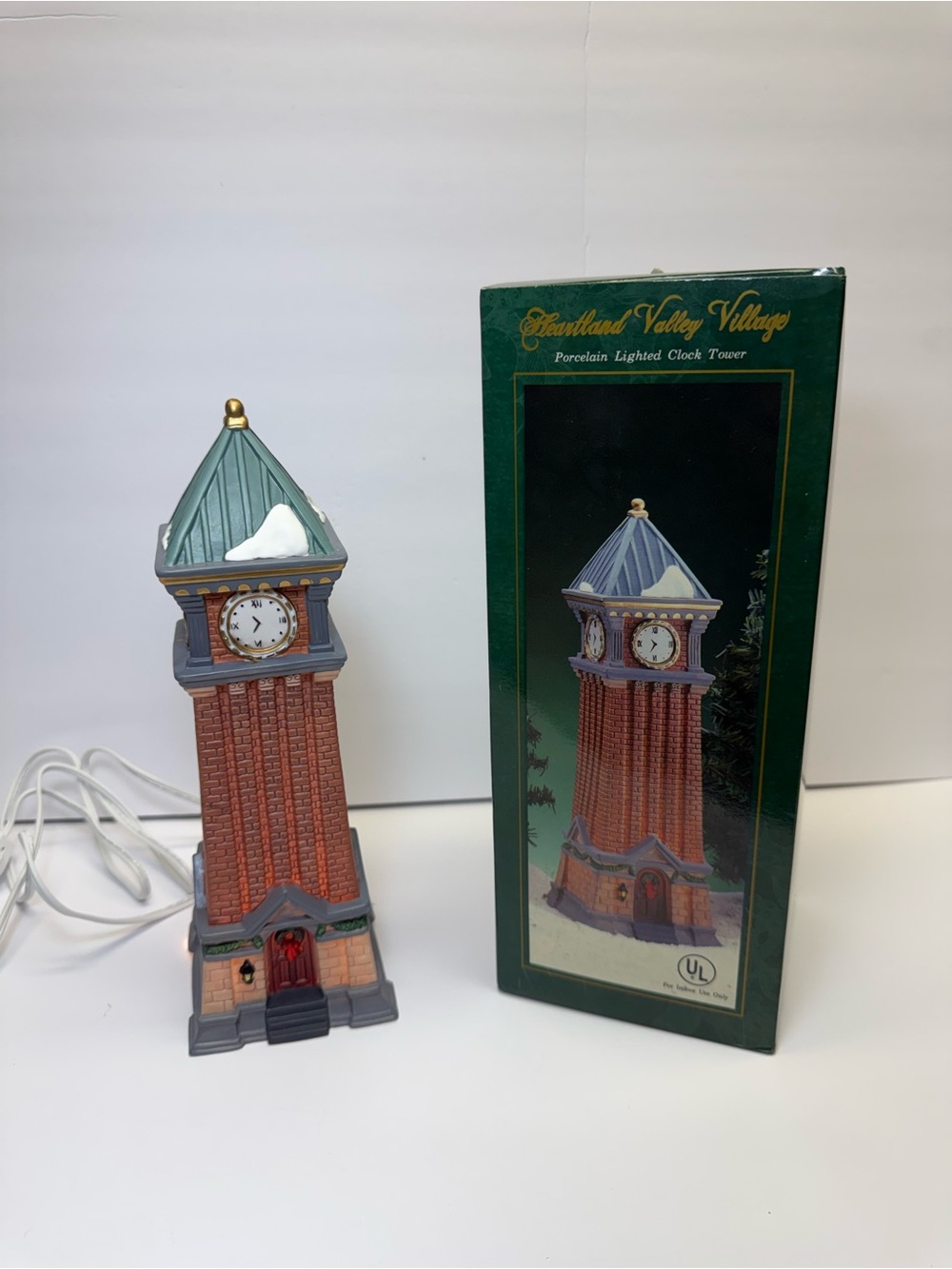 Heartland Valley Village Lighted Porcelain Clock Tower, Painted Multicolor, Box
